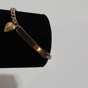 Gold Chain ID Bracelet with Heart Charm